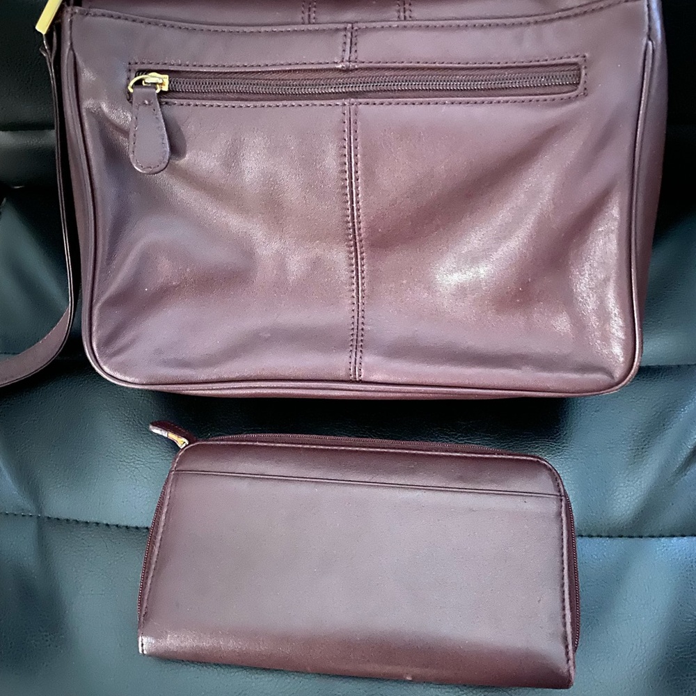 Etienne Aigner Burgundy Shoulder Bag and Wallet Set - Picture 3 of 15